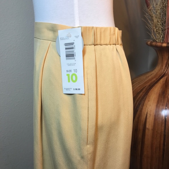 Liz Claiborne Collection Silk Skirt Yellow Size 10 Womens Career Wear - Picture 5 of 10